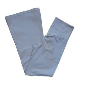Athleta Pants Women Medium Blue Grey Elation Flare Mid Rise Wide Waistband Yoga